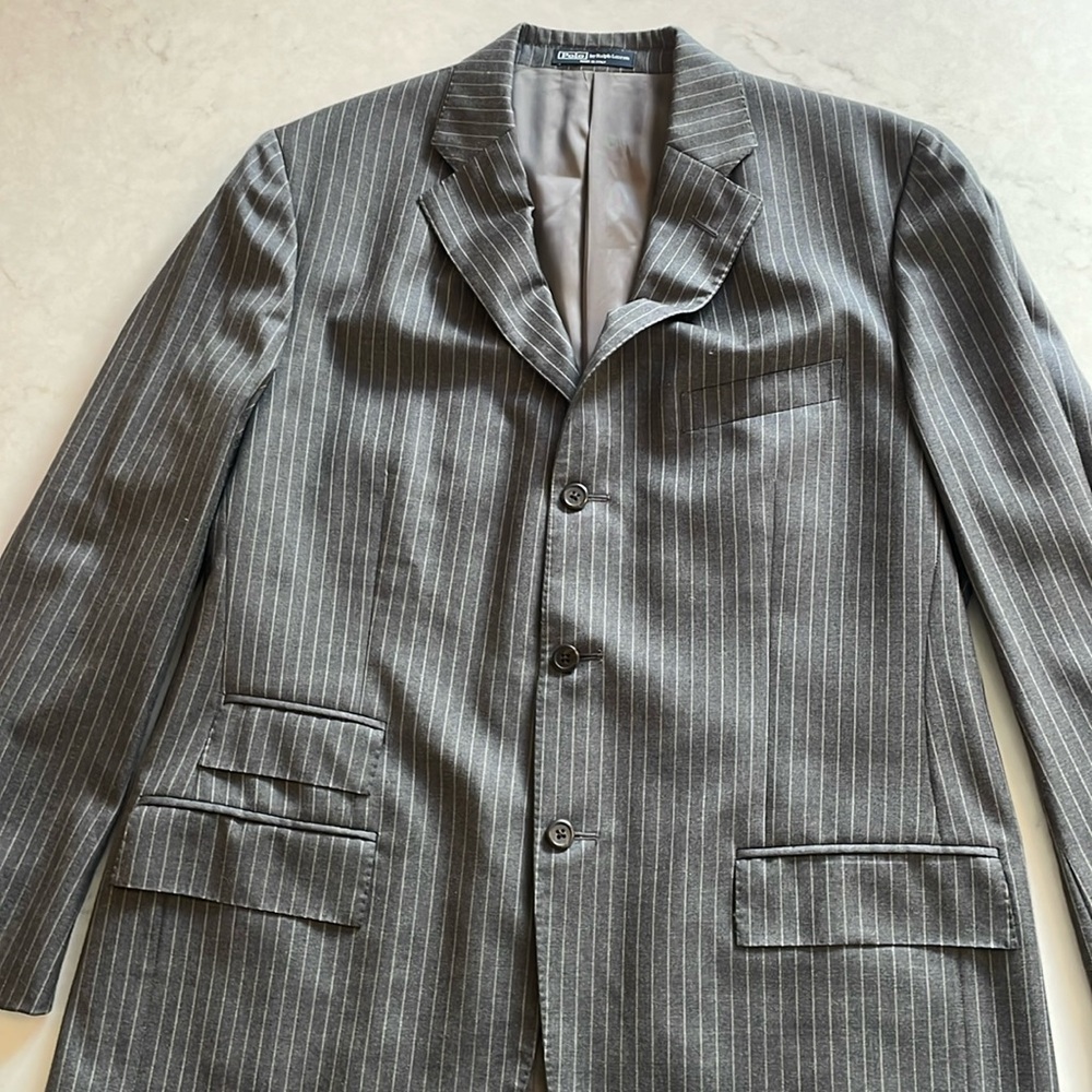 Men’s Polo by Ralph Lauren grey pin stripe suit